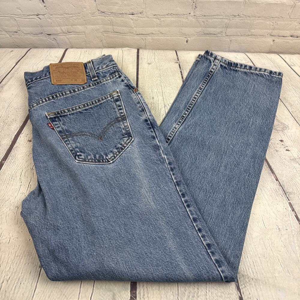 Levis 550 Jeans Mens 36x32 Blue Relaxed Fit Straight Leg YKK